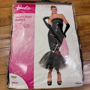 Spirit Halloween Spotlight Barbie Costume Womens Medium 8-10 Black Sequin Dress